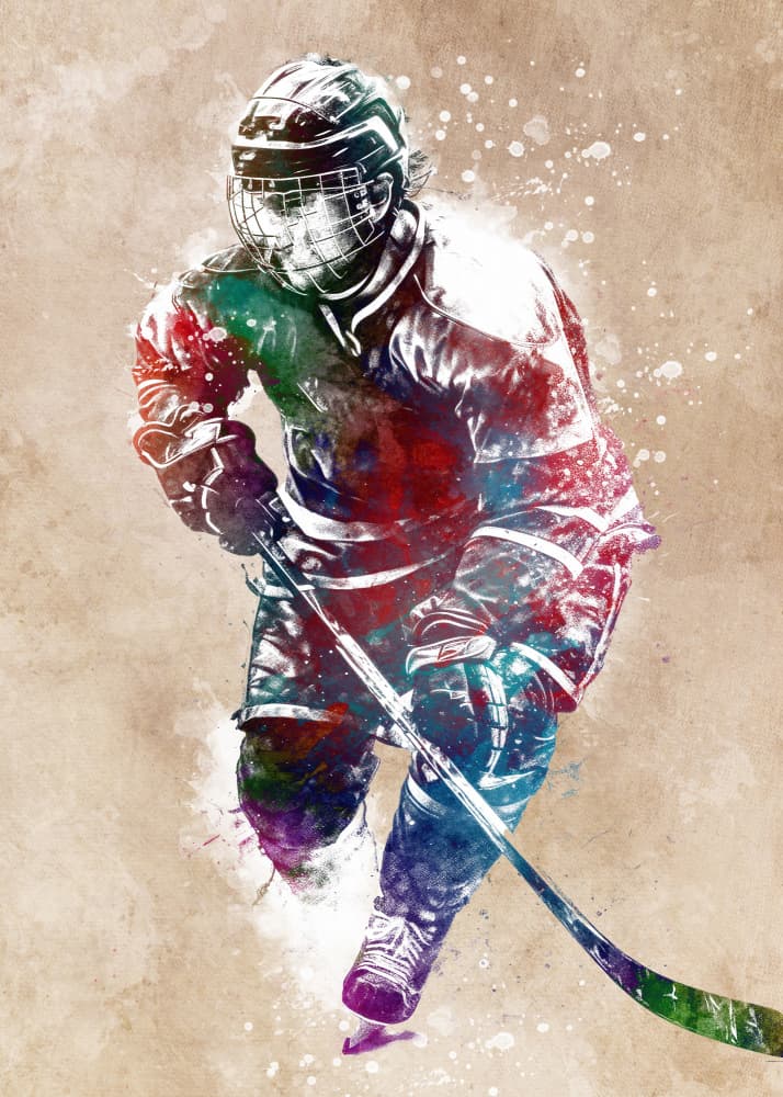 Hockey player #hockey #sport by Justyna Jaszke — canvas wall art