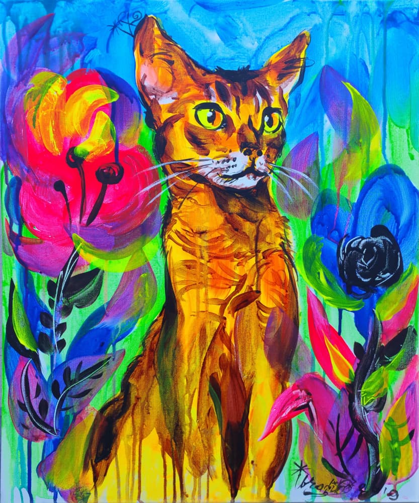 Colorful Jungle Cat by Kanat Ibragimov — canvas wall art