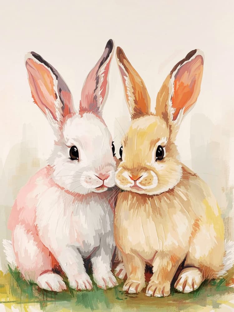 Cute Bunny Pair by Ohkimiko — canvas wall art