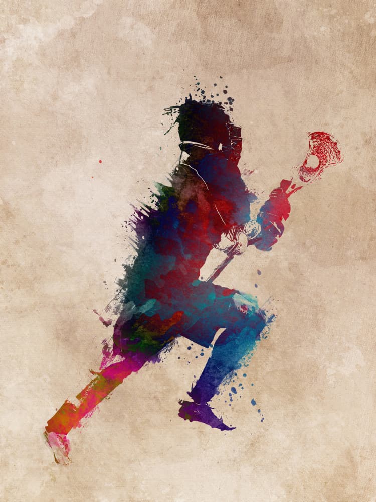 Colorful Lacrosse Player by Justyna Jaszke — canvas wall art