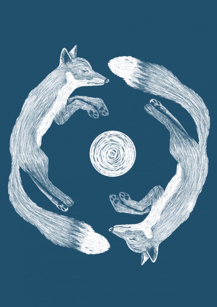 Foxes Moon Balance by Senna-Mia Rahner — canvas wall art