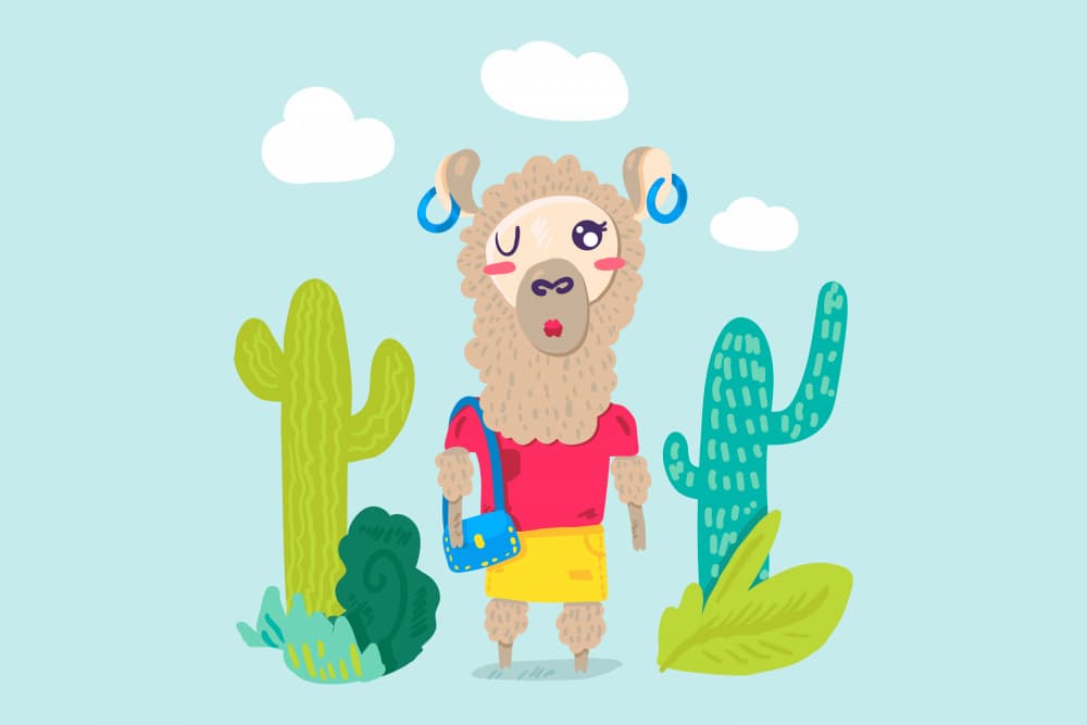 Fashion Llama Winks by Marika Barsrsind — canvas wall art
