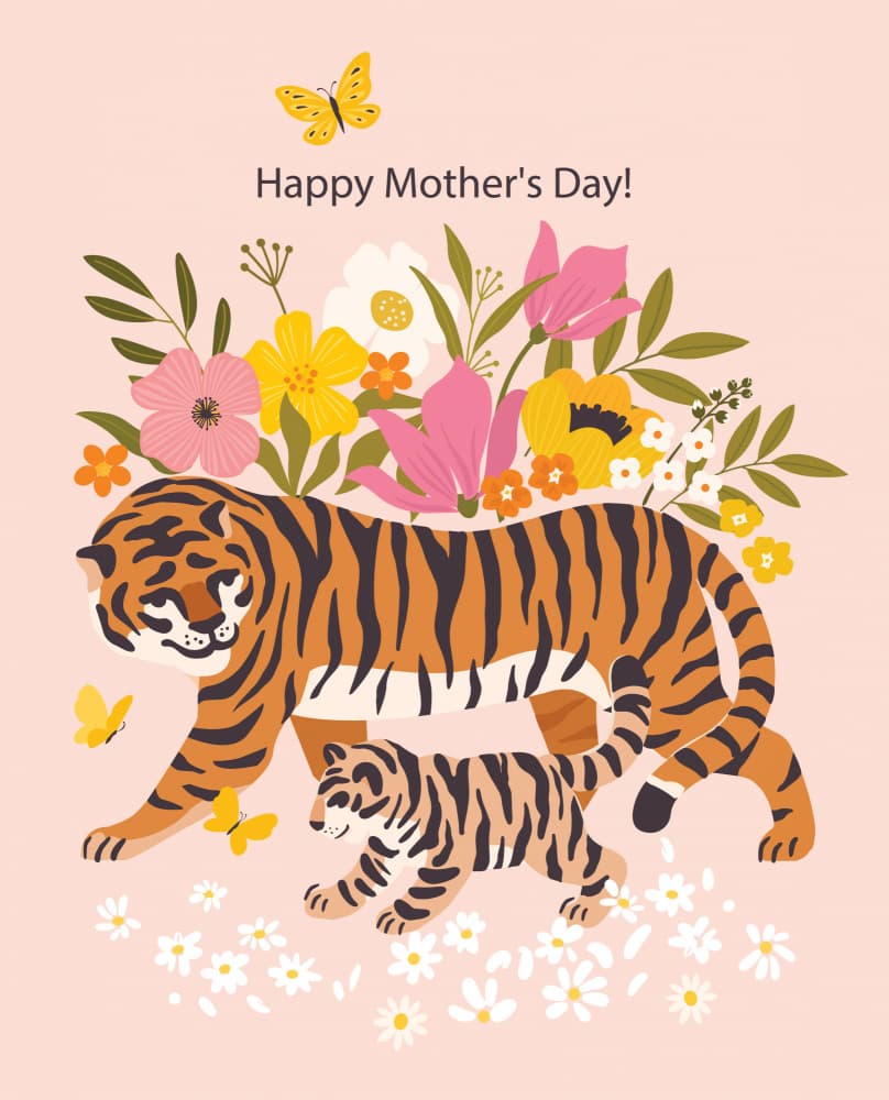Happy Mother's Day Tigers by Angelina Bambina — canvas wall art