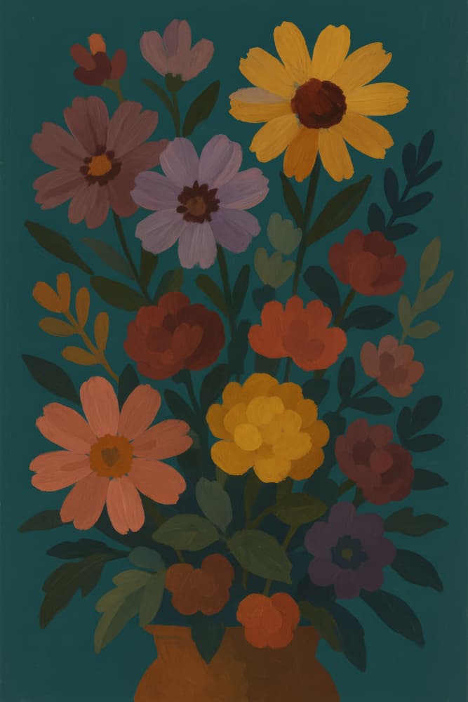 Colorful Still Life Flowers by Frida Floral Studio — canvas wall art