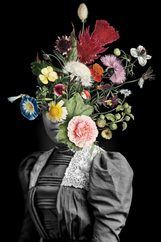 Floral Head Portrait by Marja van den Hurk — canvas wall art