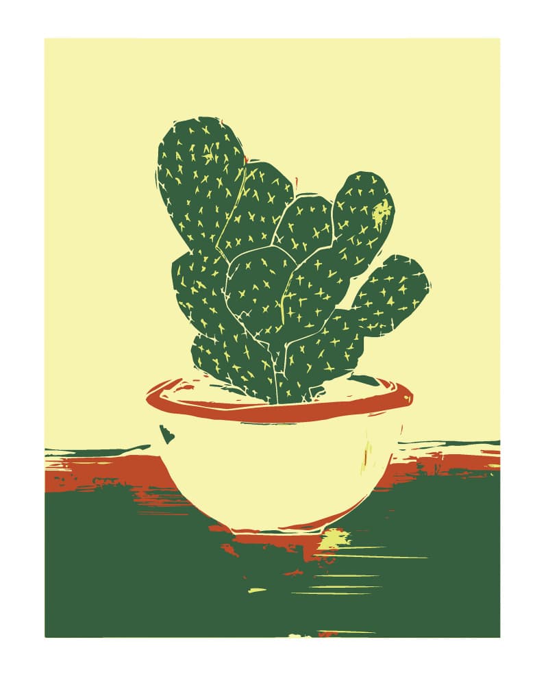 Potted Prickly Pear by Sarah Fitzgerald — canvas wall art