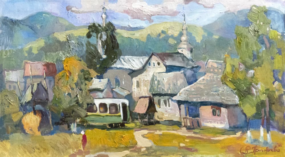 Charming Mountain Village by Anastasiia Grygorieva — canvas wall art