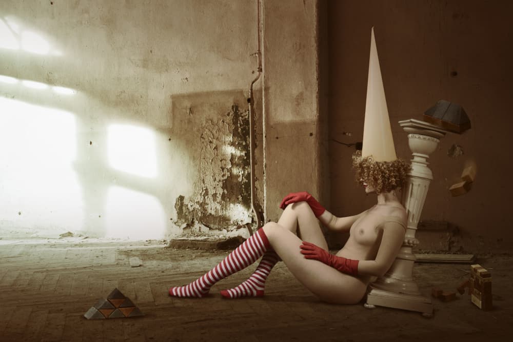 Surreal Nude Cone Hat by Christine von Diepenbroek — canvas wall art