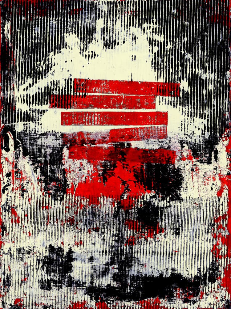 Red Bar Abstract Grunge by Petr Strnad — canvas wall art