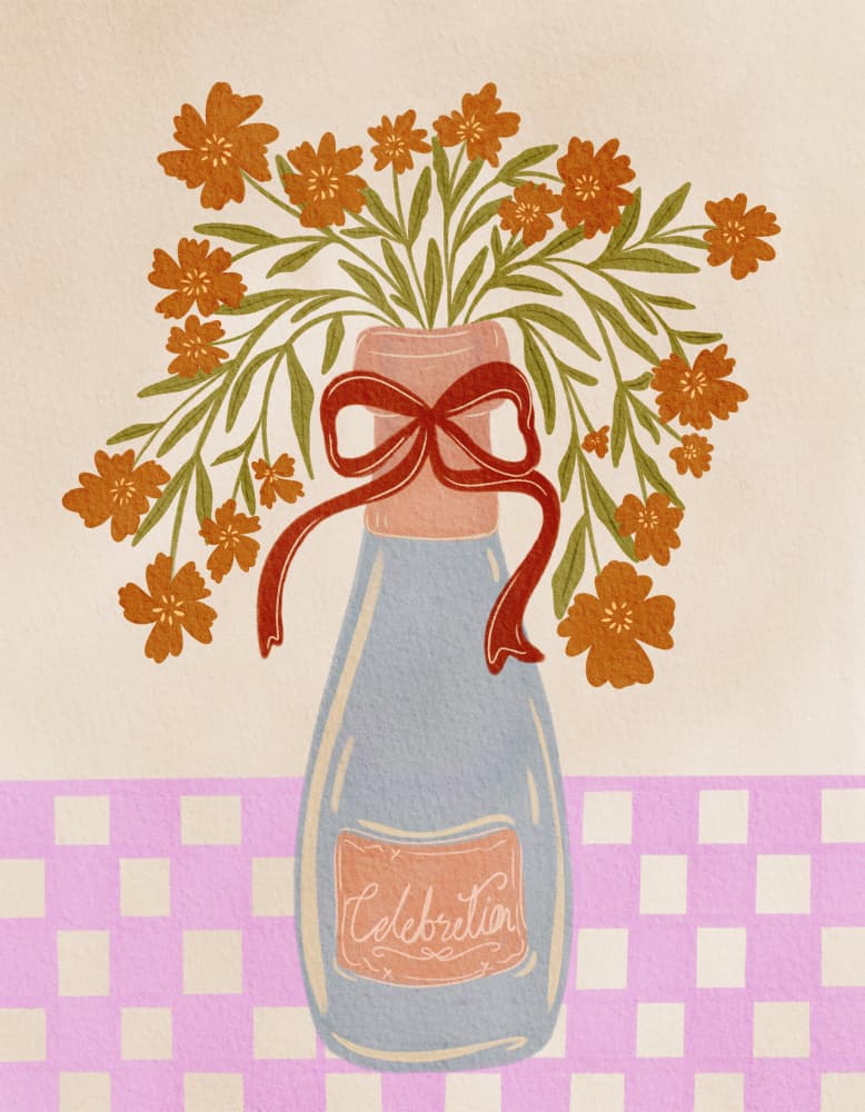 Festive Floral Champagne Bottle