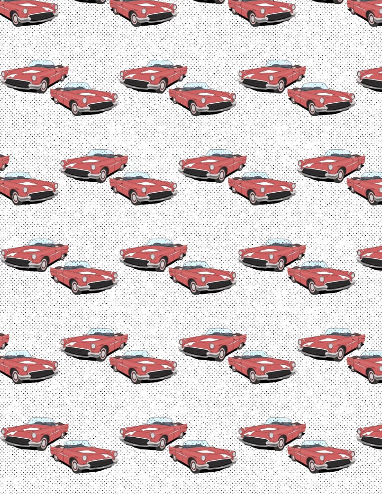 Classic Red Convertibles Pattern by Nicholas — canvas wall art