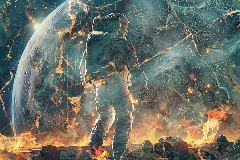 Shattered Planet Astronaut by Rafal Kulik — canvas wall art