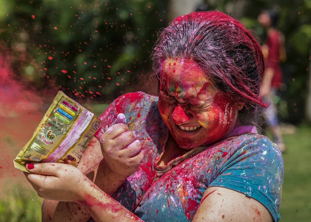 Joyful Holi Celebration by Anita Singh — canvas wall art