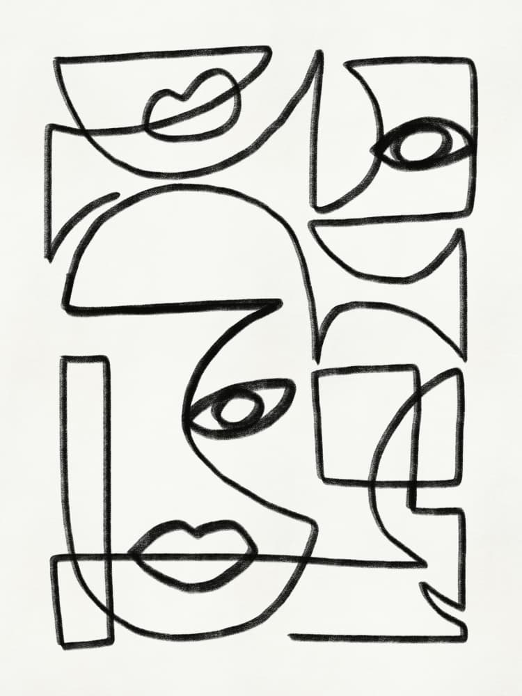 Abstract Line Face by Little Dean — canvas wall art