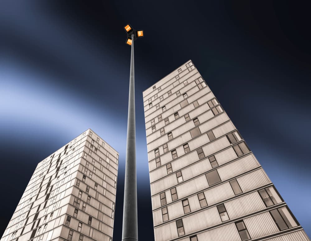 Urban Night Towers by Roland M Schwerdtfeger — canvas wall art