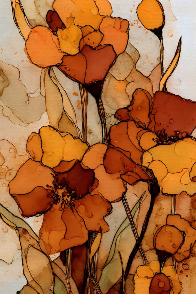 Golden Autumn Poppies by Miguel Bruzual — canvas wall art