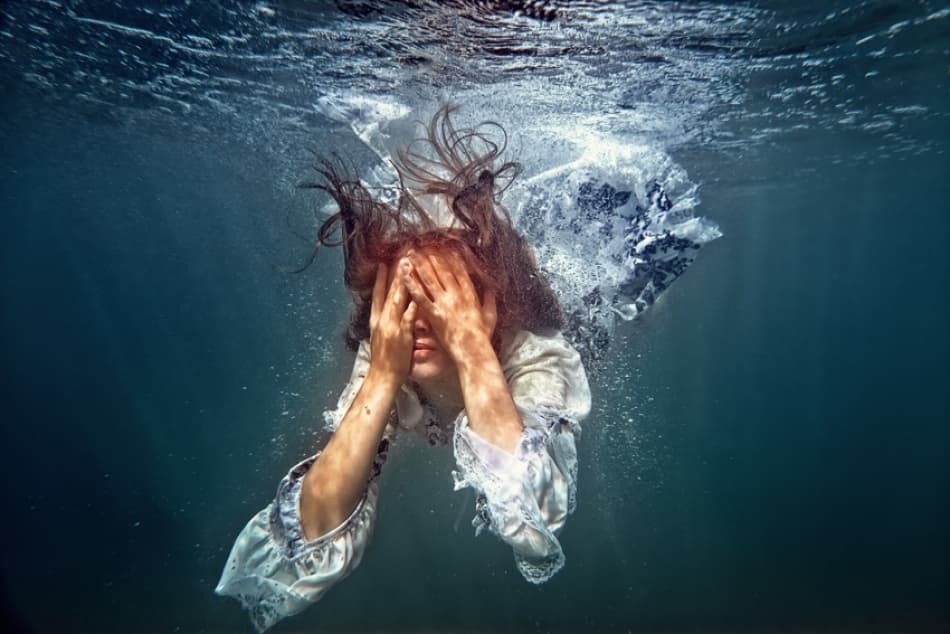 Hidden Face Underwater by Dmitry Frizel — canvas wall art