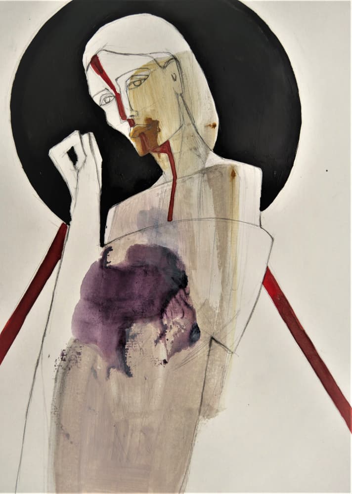 Abstract Grief Portrait by Doris Schmitz — canvas wall art