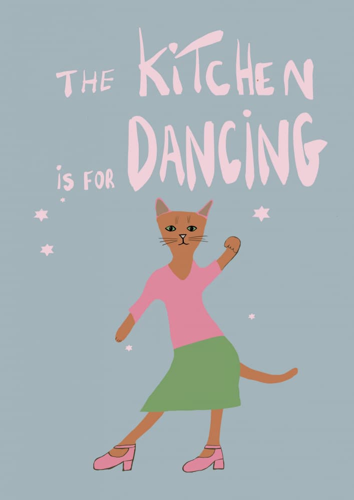 Dancing Cat Kitchen by Sharyn Bursic — canvas wall art