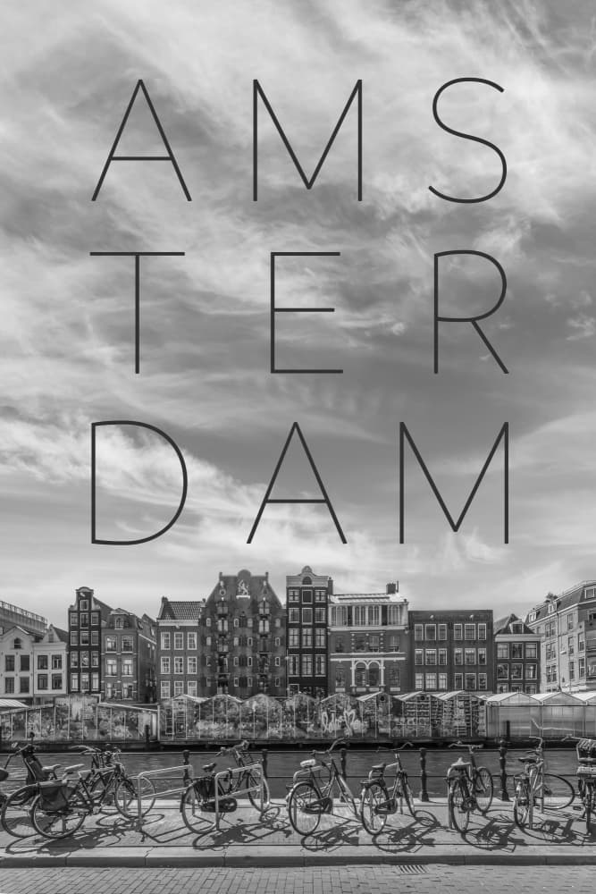 Amsterdam Canal and Bikes by Melanie Viola — canvas wall art