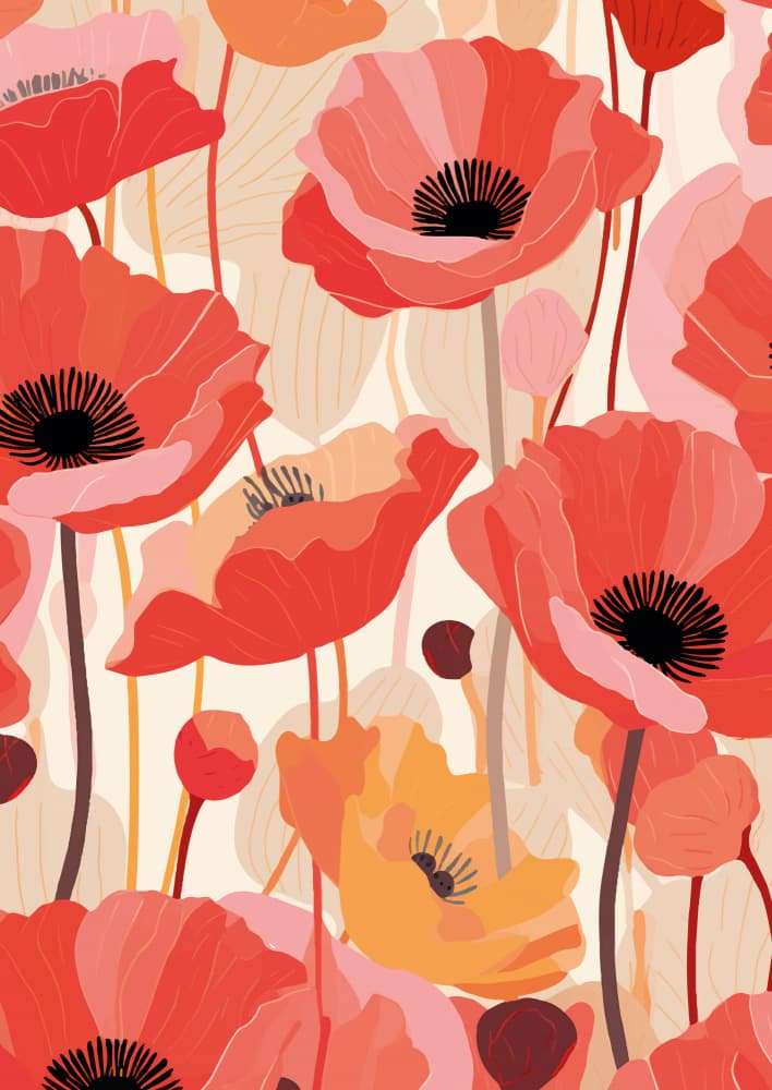 Vibrant Poppies Field by Andreas Magnusson — canvas wall art