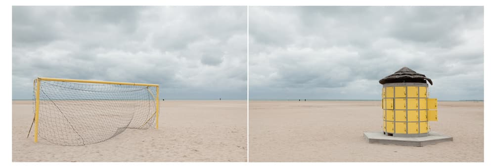 Beach Goal and Hut by Michelle Degryse — canvas wall art