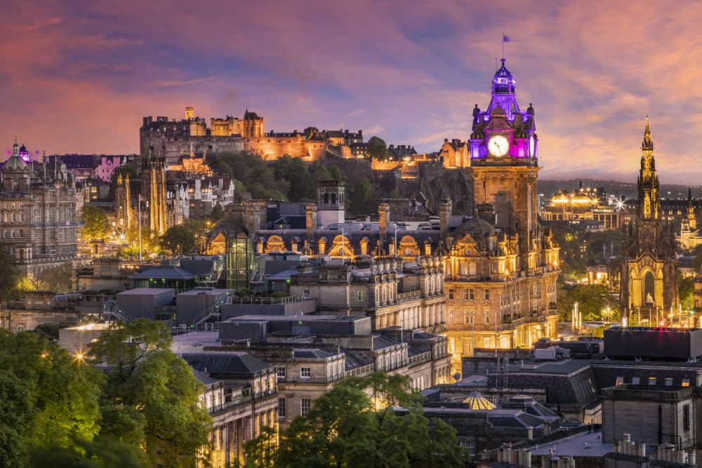 Majestic Edinburgh Twilight by Melanie Viola — canvas wall art