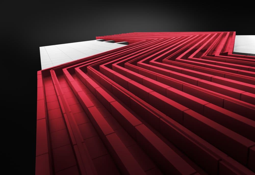 Geometric Red Structure by Biao  Huang — canvas wall art