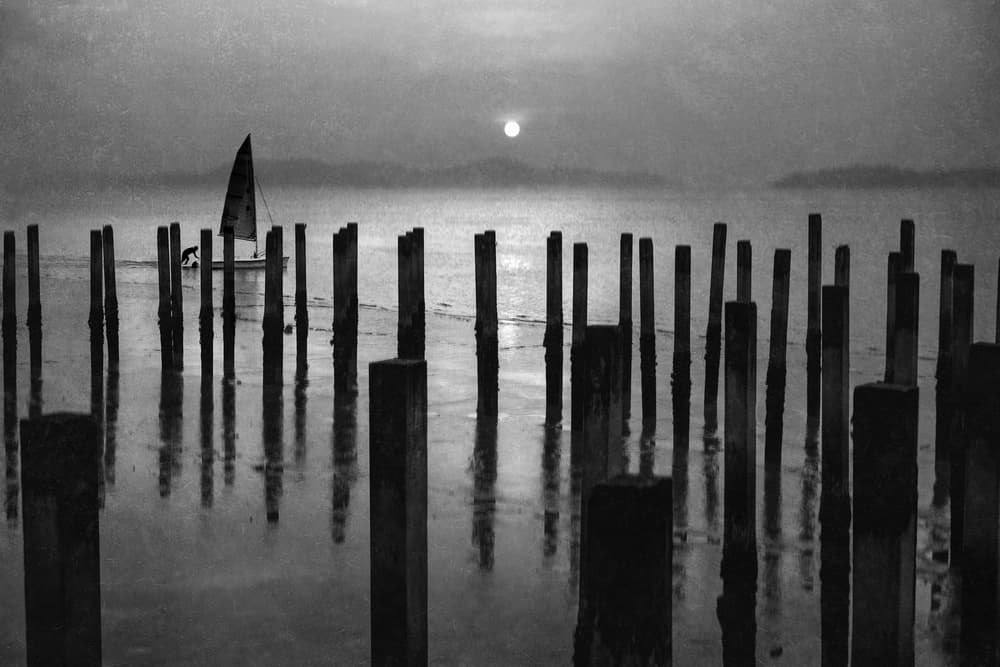 Twilight Sailboat Piers by Ekkachai Khemkum — canvas wall art