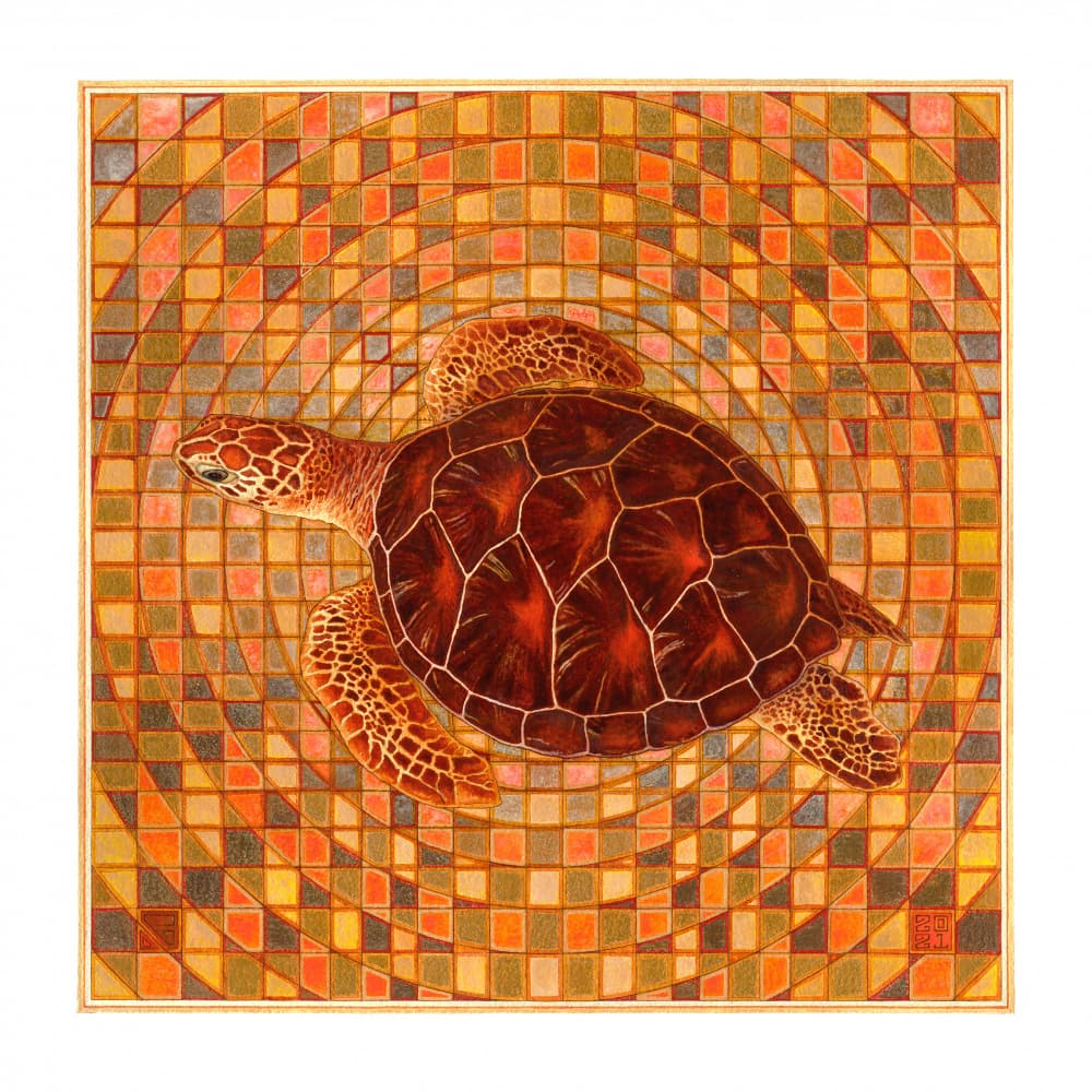 Geometric Sea Turtle by Dobri Gjurkov — canvas wall art