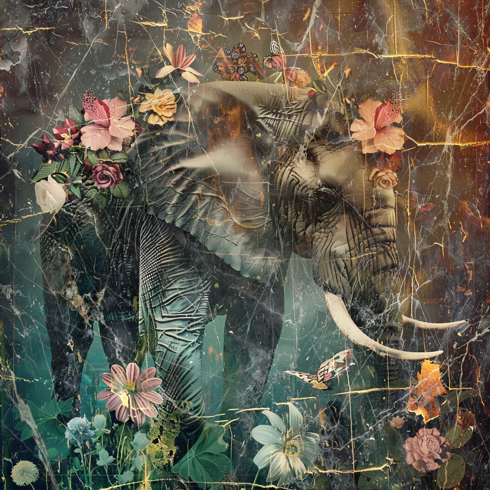 Floral Elephant Dream by Rafal Kulik — canvas wall art
