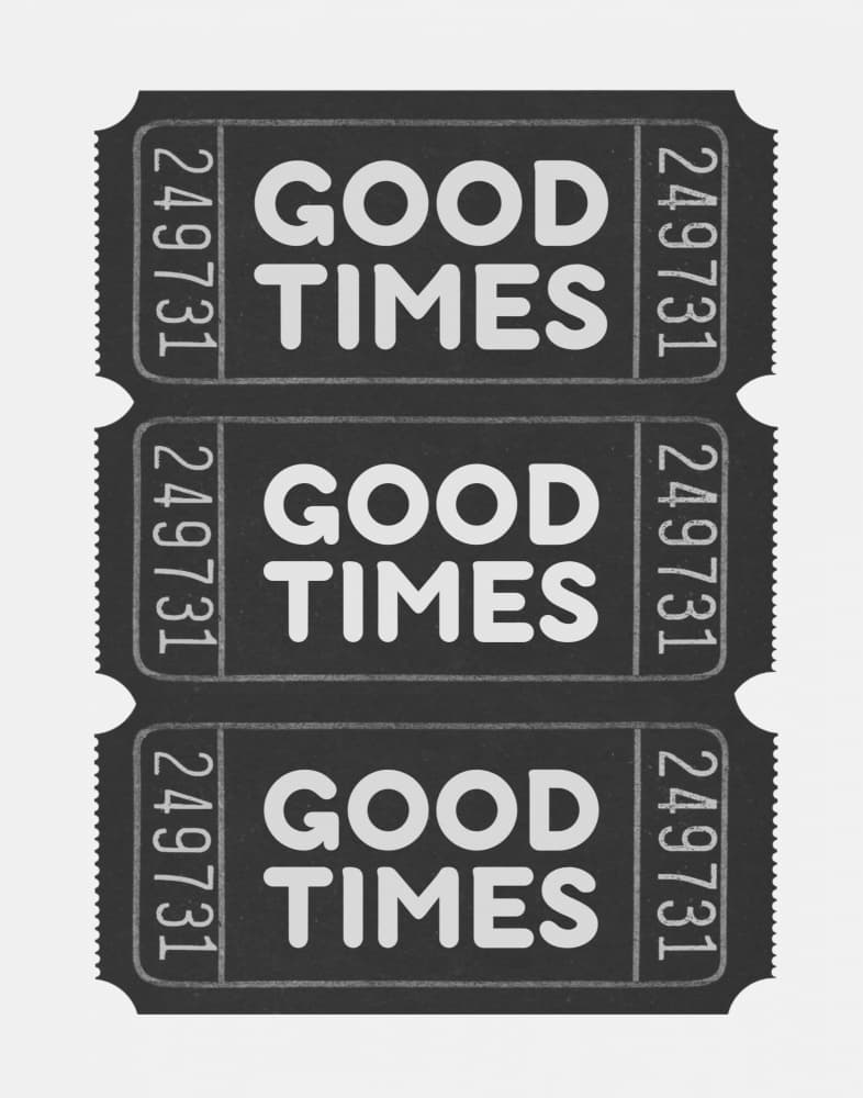 Good Times Tickets by Jolly and Dash — canvas wall art
