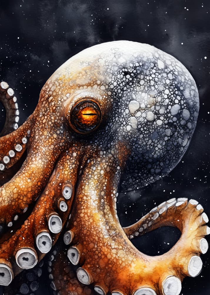 Very big Octopus sea life by Justyna Jaszke — canvas wall art