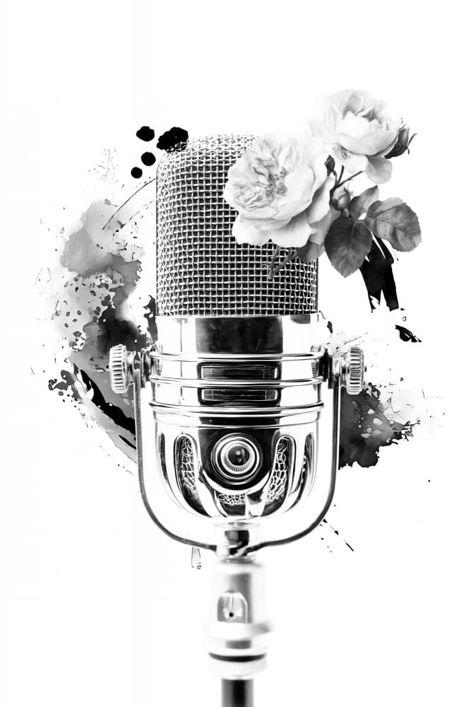 Classic Microphone Roses by Rafal Kulik — canvas wall art