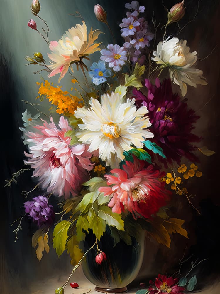 Vibrant Floral Bouquet by Bilge Paksoylu — canvas wall art