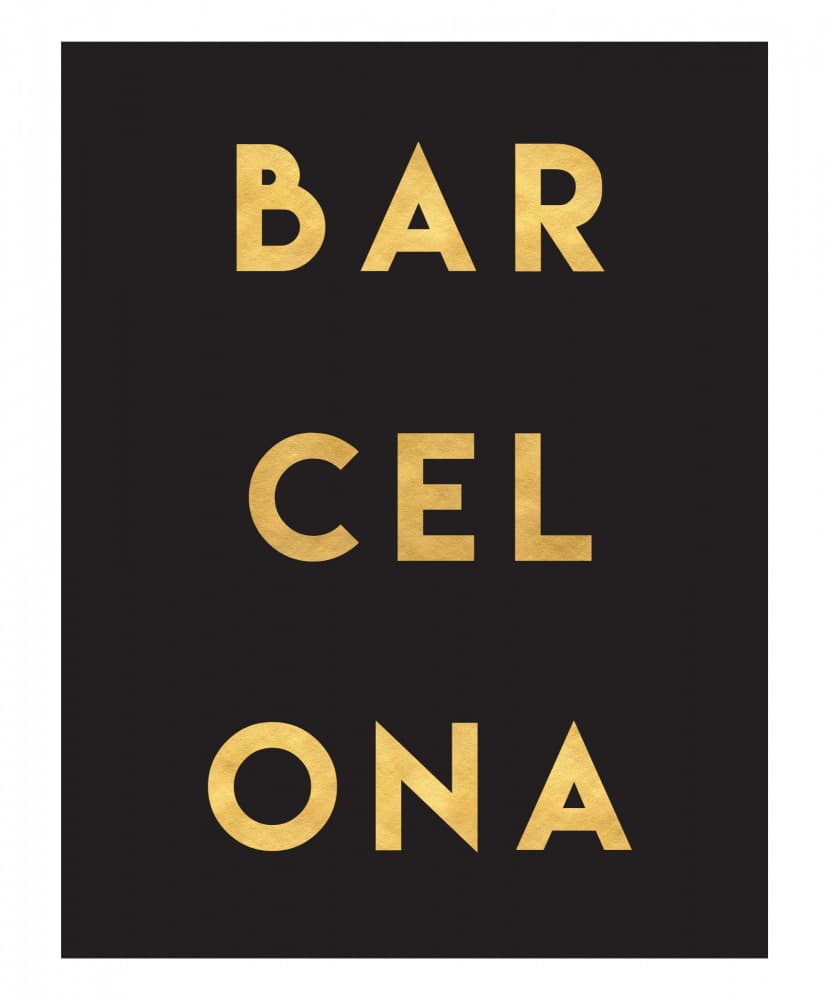 Barcelona Gold Typography by Emiliano Deificus — canvas wall art