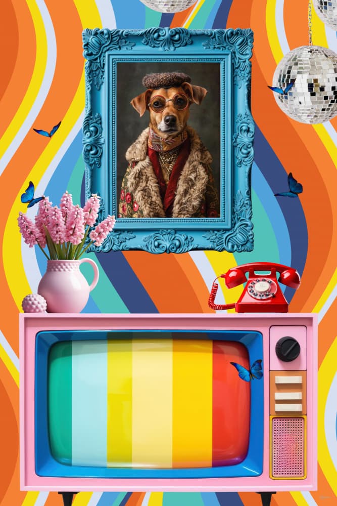 Groovy Dog Portrait by Sue Skellern — canvas wall art