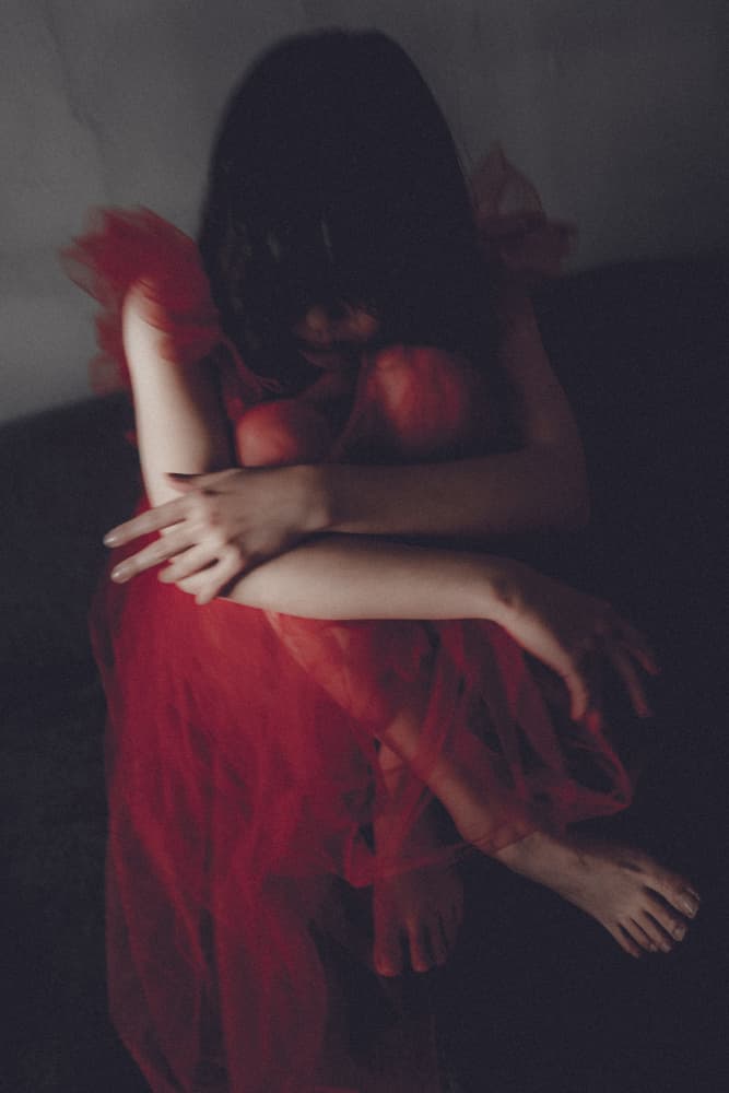 Woman in Red Solitude by Kurosaki Sangan — canvas wall art