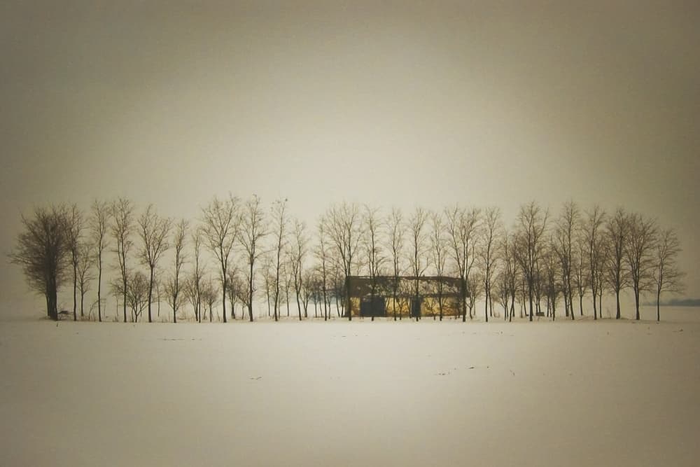 Quiet Winter Barn by Robert Semnic — canvas wall art