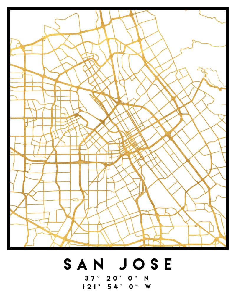 San Jose Gold Map by Emiliano Deificus — canvas wall art