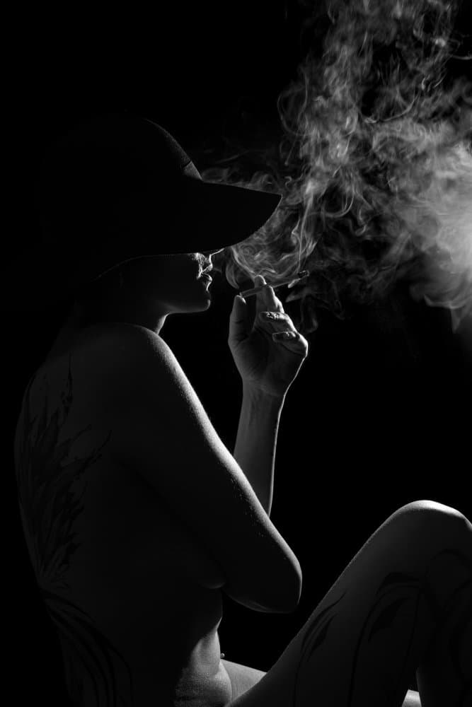 Mysterious Smoke Woman by Olivia Popescu — canvas wall art