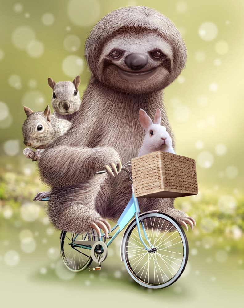 **Sloth's Happy Ride** by Adam Lawless — canvas wall art
