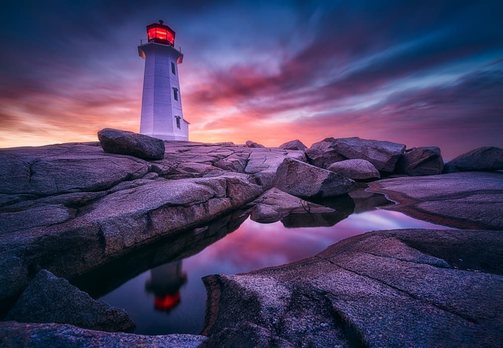 Dramatic Lighthouse Sunset by Ben.C.L — canvas wall art