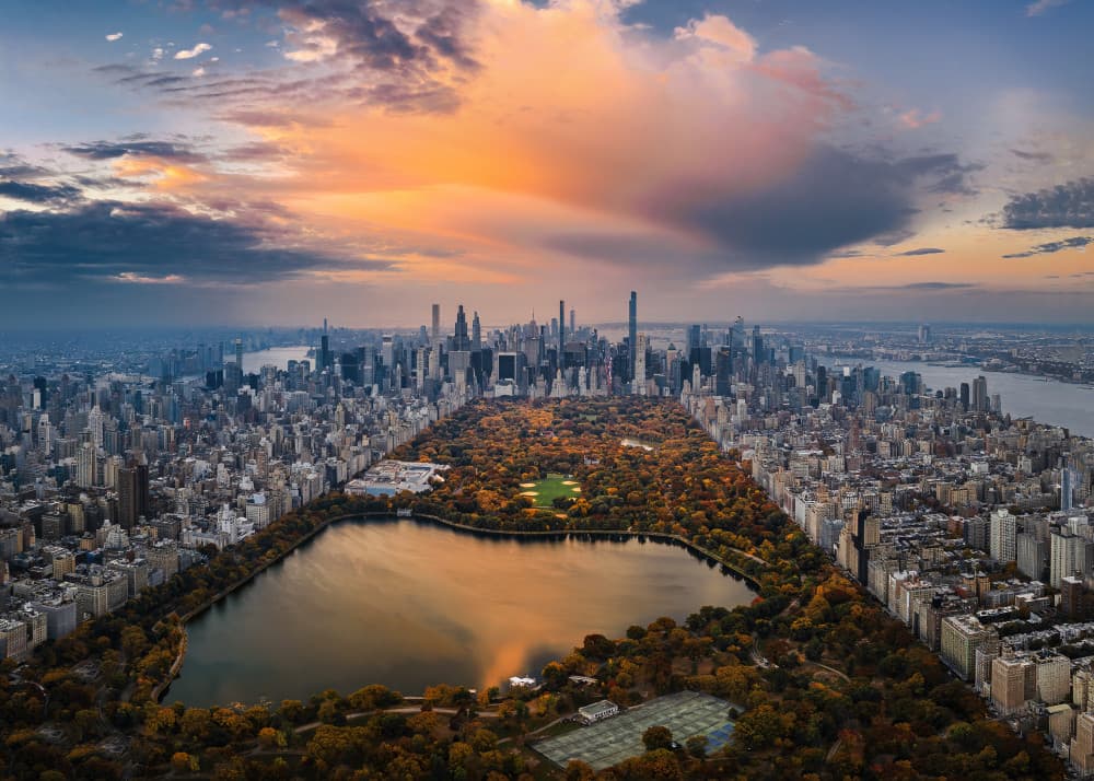 Central Park Autumn Sunset by Wei (David) Dai — canvas wall art