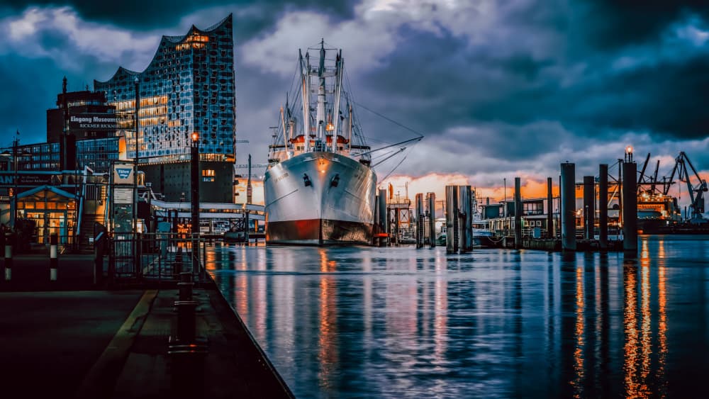 Elbphilharmony / Cap San Diego by Jürgen Muß — canvas wall art