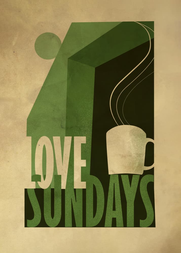 Love Sundays Coffee Mug by Dion Gem — canvas wall art