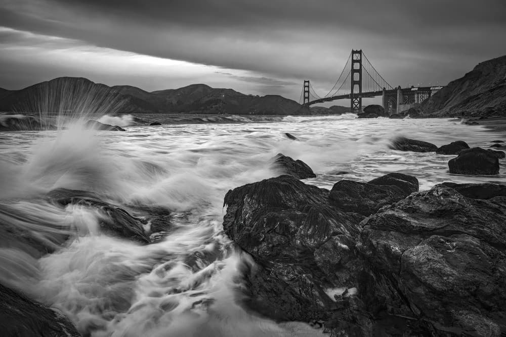 Golden Gate Waves by Rong Shu — canvas wall art