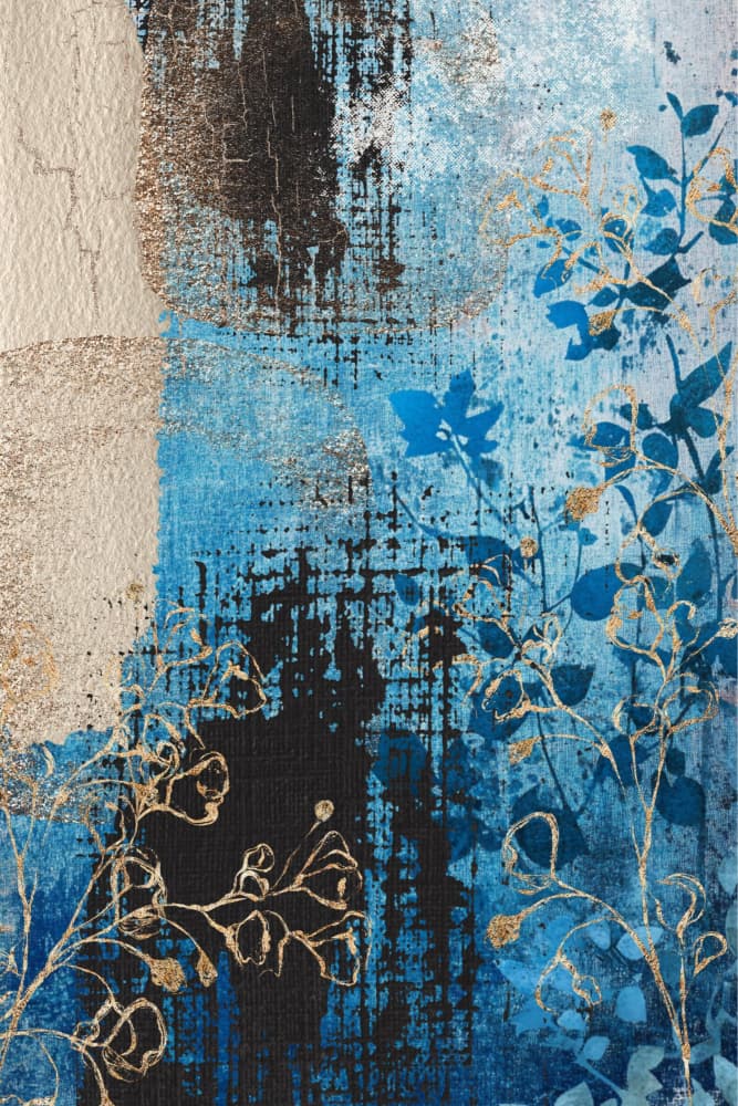 Elegant Blue Flora by Sally Ann Moss — canvas wall art