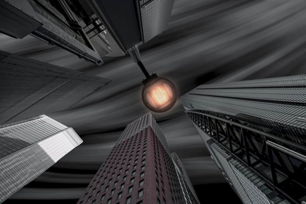 Dark City Glow by Tomoshi Hara — canvas wall art