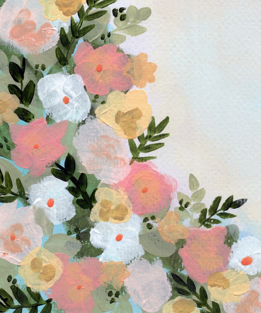 Soft Pastel Flowers by Shelley Hampe — canvas wall art